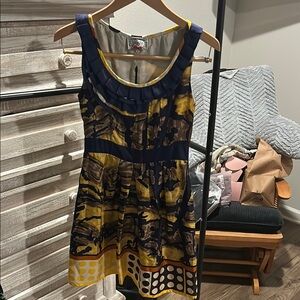 Stylish Yellow and Blue Sleeveless Dress